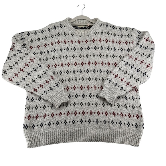 Fieldmaster Other - Vintage Fieldmaster Crewneck 100% Cotton Sweater Mens XL Gray Geometric Knit USA
